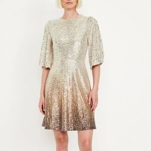 NWT Old Navy Sequin Mini Dress Medium Warm Ombre Bell Sleeve Holiday Party